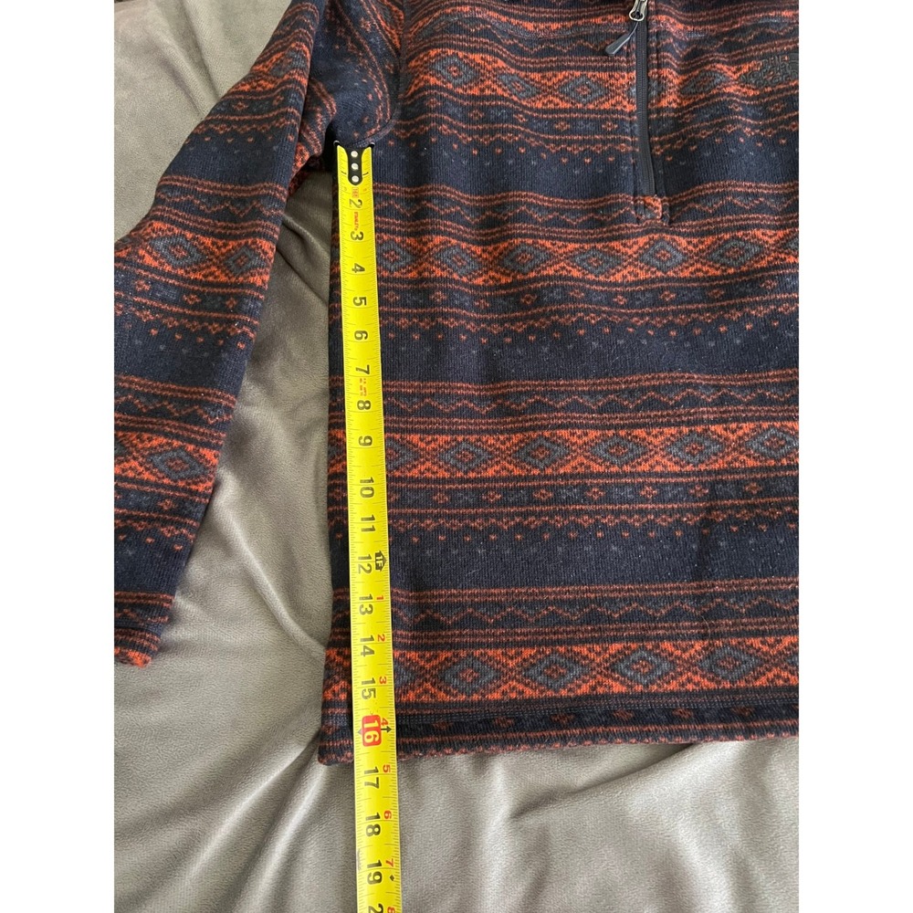 The North Face Mens Fair Isle Fleece Quarter Zip Pullover Orange Navy Blue M - Picture 7 of 11